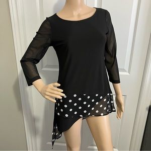Libra | Asymetrical black polka dot blouse